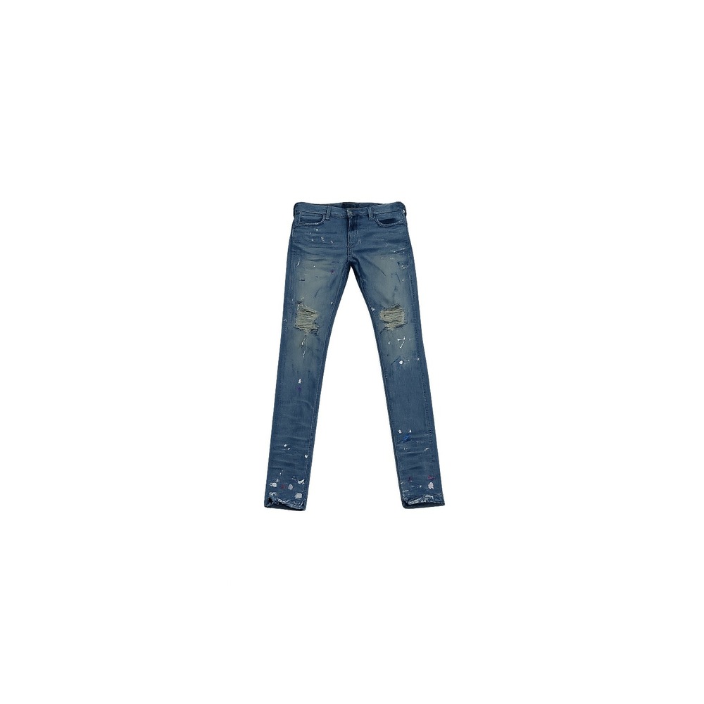 ORO Los Angeles Pollock Slim Fit Denim Jeans Mens 34 Paint Splatter Distressed - Picture 3 of 4